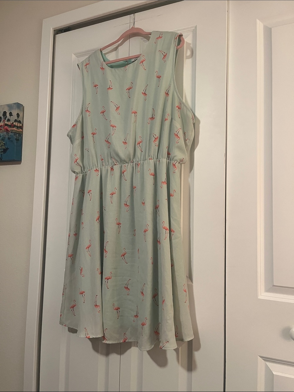 Collective Concepts Mint Green Sleeveless Flamingo Dress